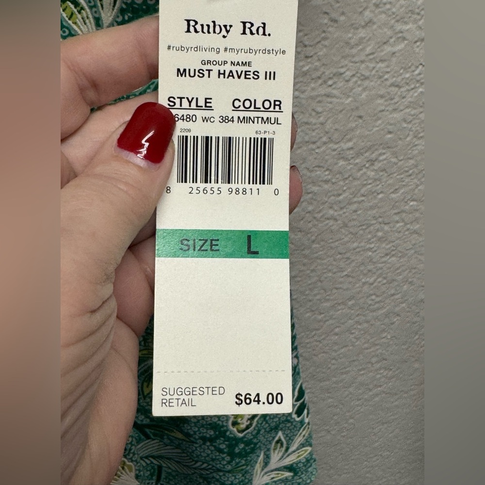 Ruby Rd. Green and White Patterned floral dress. … - image 4